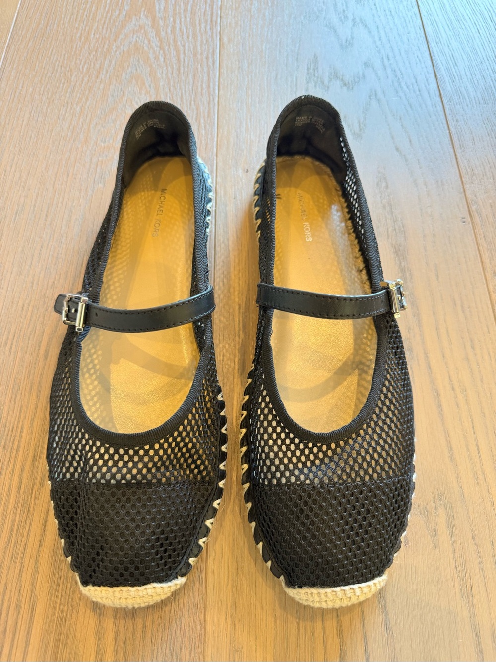 Michael Kors Black Mesh Mary Jane Flats Size 10 Women’s